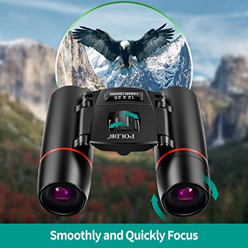 image for POLDR 12X25 Small Binoculars with Clear Vision, Pocket Binoculars Comp