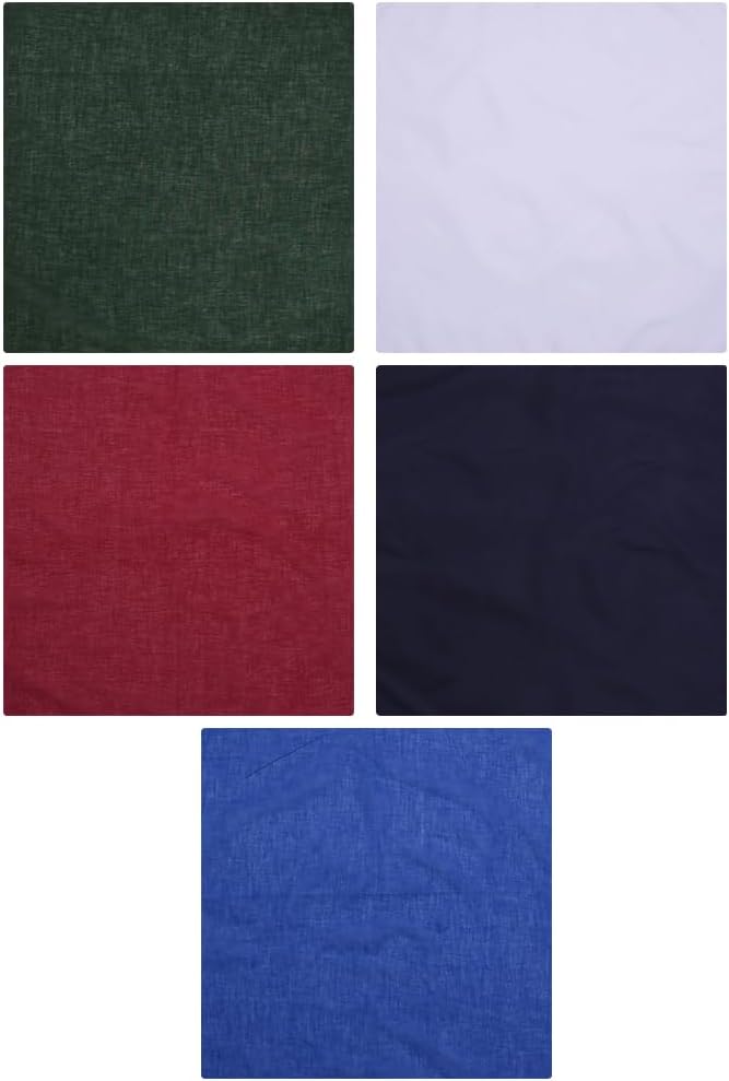 BEAMARKER 5Pcs Solid Color Square Cotton Bandanas Non Slip Sweat-Wicking Headbands Unisex Multifunctional Headbands Scarf Sports Workout Turban Handkerchiefs Neckerchief for Women Men 5 Colors