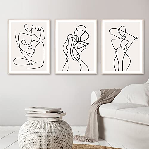 Minimalist Line Canvas Wall Art Woman Line Drawing Poster Minimalist Wall Art for Couples Bedroom Female Line Artwork Abstract Women Body Line Prints for Living Room Bathroom Wall Decor Unframed