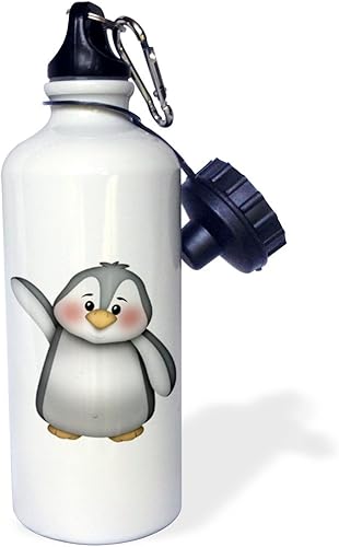 Miniatura 2 de 3dRose wb_217071_1 - Botella de agua deportiva con ilustración de pingüino gris, blanco y gris