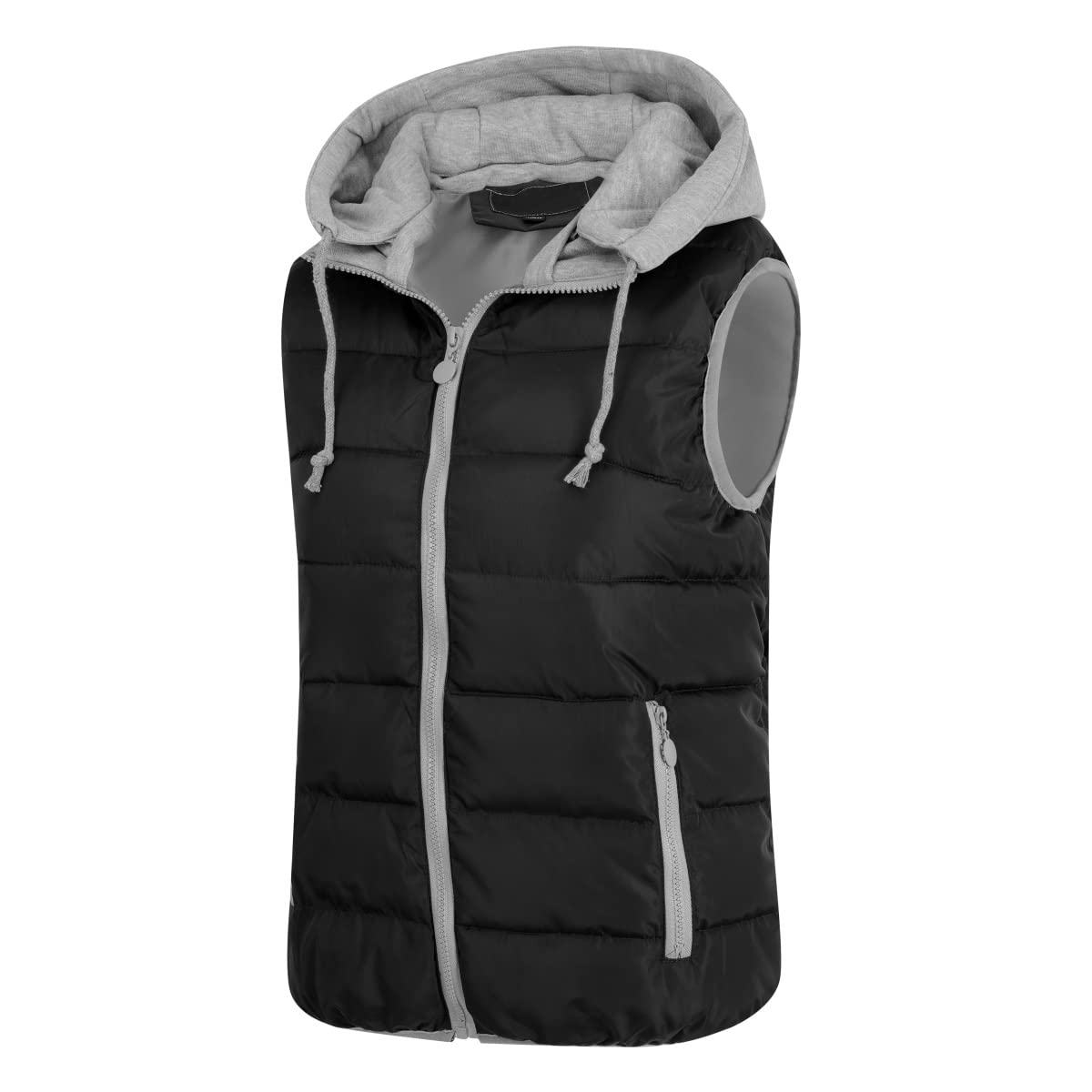 YOUTHUP Chaleco acolchado para mujer con capucha grueso casual calentador de cuerpo con cremallera completa sin mangas