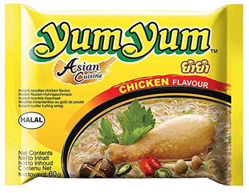 Yum Yum Sopa de fideos instantáneos de pollo con sabor a pollo, Halal Helal, 60 g cada uno (30 x 60 g)