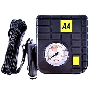AA Car Essentials 12V Compact Tyre Inflator AA5007 – For Cars Vans Motorbikes Vehicles Inflatables Bicycles – PSI BAR…