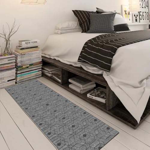 Alfombra pasillo gris que no se mueve, lavable 80x150 para suelos fríos 3