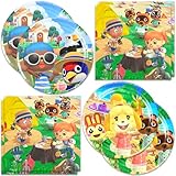 40Pack Animal-Crossing Birthday Party Supplies include 20 plates, 20 napkins for Animal-Crossing Party Decoration