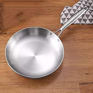 UNIVERSE LIGHTS Non Stick Pans Cookware Triply Fry Stainless Steel Pan with Solid Handle (24CM)