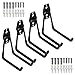 Storage Double Hooks Garage Space Saver Organizer Utility Hanger,Rack Extended Wall Mount Tool Heavy Duty Steel Holder with Anti-Slip Coating (4 Pack Black 5.1" Medium hook)