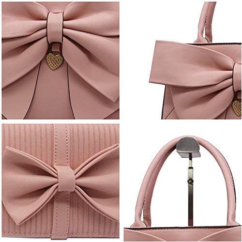 Women Handbag 2 Pcs Set Big Bow-Knot PU Leather Top Handle Bag miniatura 3
