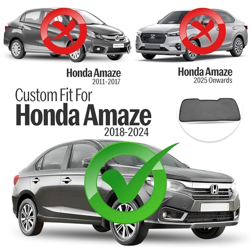 Image of Autofact Dicky Curtain for Amaze 2018-2024 | Custom Fit Rear Windshield Sunshade | Foldable Mesh | Privacy & Cooling Car Accessory | Car Rear Sun Shade UV Block Easy Install Durable Black Mesh