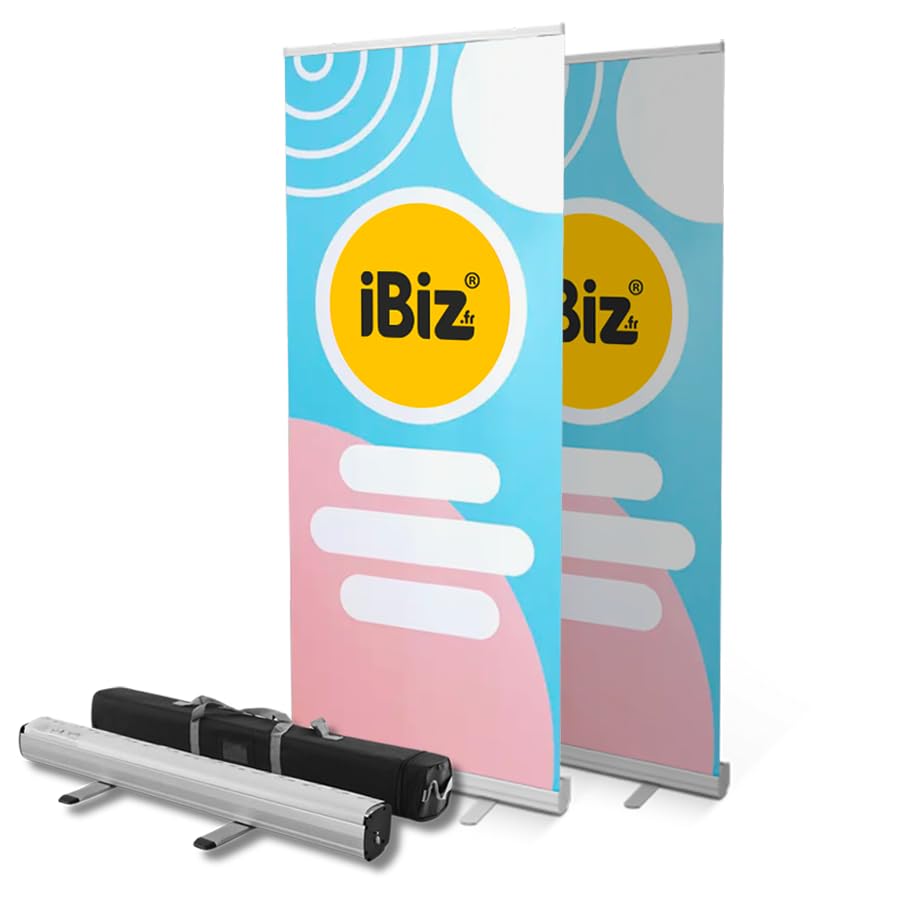 Générique iBiz® - LOT de 2 - Kakemono / Roll'up 85 x 200cm (Impression sur Bache 510g + Système + Housse)