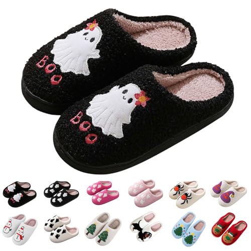 Slippers for Women Men Non-Slip Cozy Fuzzy Slipper Plush Cute House Bedroom Shoes Winter Warm Fur Lined Slippers Indoor Outdoor Holiday Slip Ons3