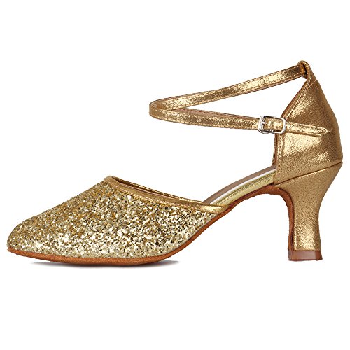 Chaussures de danse latine en cuir et paillettes HROYL modèle-512 finitions soignées