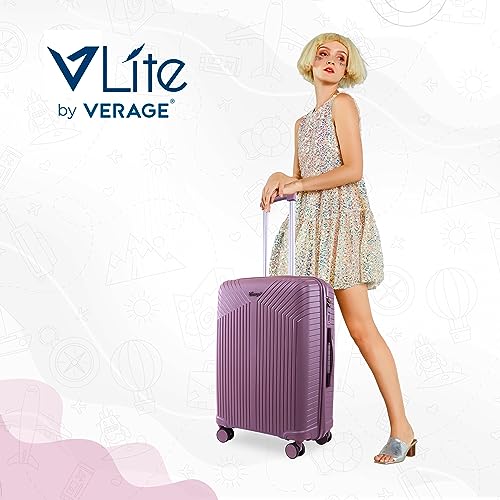 Image of Verage V-Lite Galaxy 56 cms Purple Hard Sided Cabin Size Carry On Luggage Trolley Bag for Travel, Suitcase with 8 Spinner Wheels for Men and Women