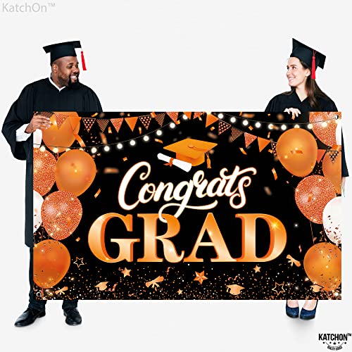 Image of KatchOn, XtraLarge Congrats Grad Banner - 72x44 Inch, Congratulations Banner | Graduation Backdrop Class of 2026, Orange and Black Graduation Decorations 2026 for Grad Party Decorations