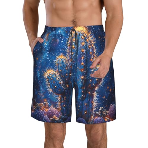 Men Swim Trunks Beach Shorts Swimwear Summer Bathing Suits - Cactus Galaxy