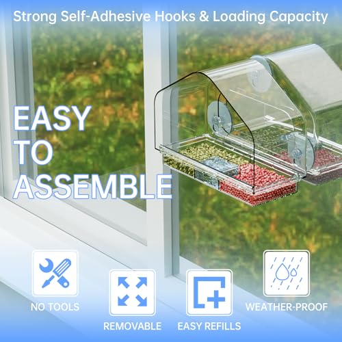 Yieach YIEACH-BIRDCAGE FANG Window Bird Feeders With Strong Suction Cups And Removable Feed Tray,Clear Bird Feeders thumb #4