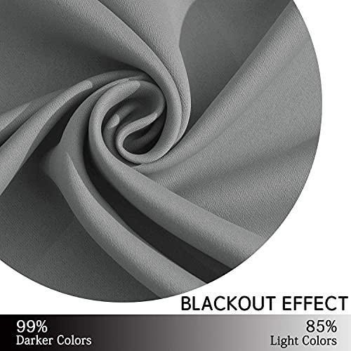 Yakamok 84 Inch Length Grey Blackout Curtains for Bedroom, Thermal Insulated Room Darkening Grommet Top Window Drapes for Living Room,42W x 84L,2 Panels