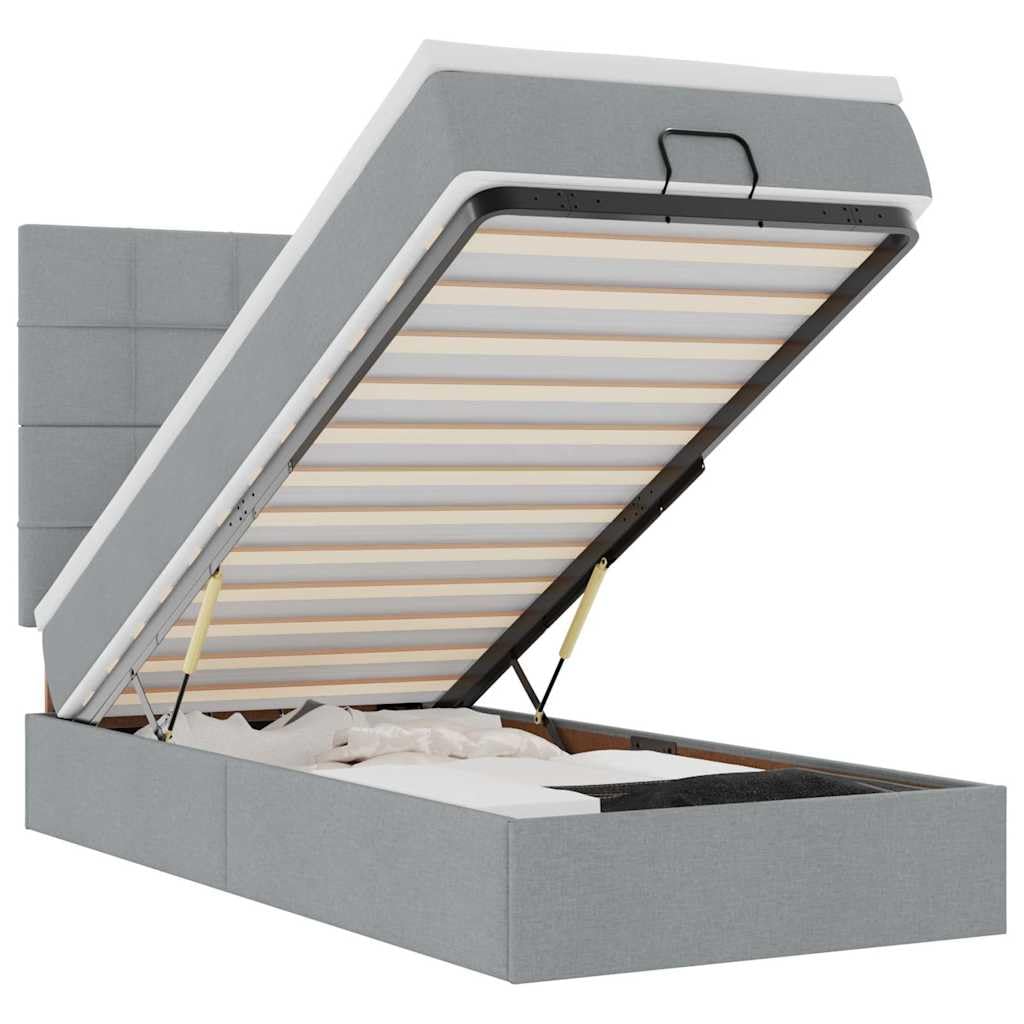 Tessuto morbido con contenitore alzacassone Grigio chiaro 90x190 cm