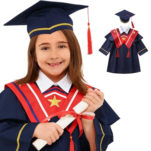Image of Kindergarten 2025 Graduation Cap and Gown Tassel Sets with Charm 2PCS Graduations Stoles for Kids Grad Party Clothes