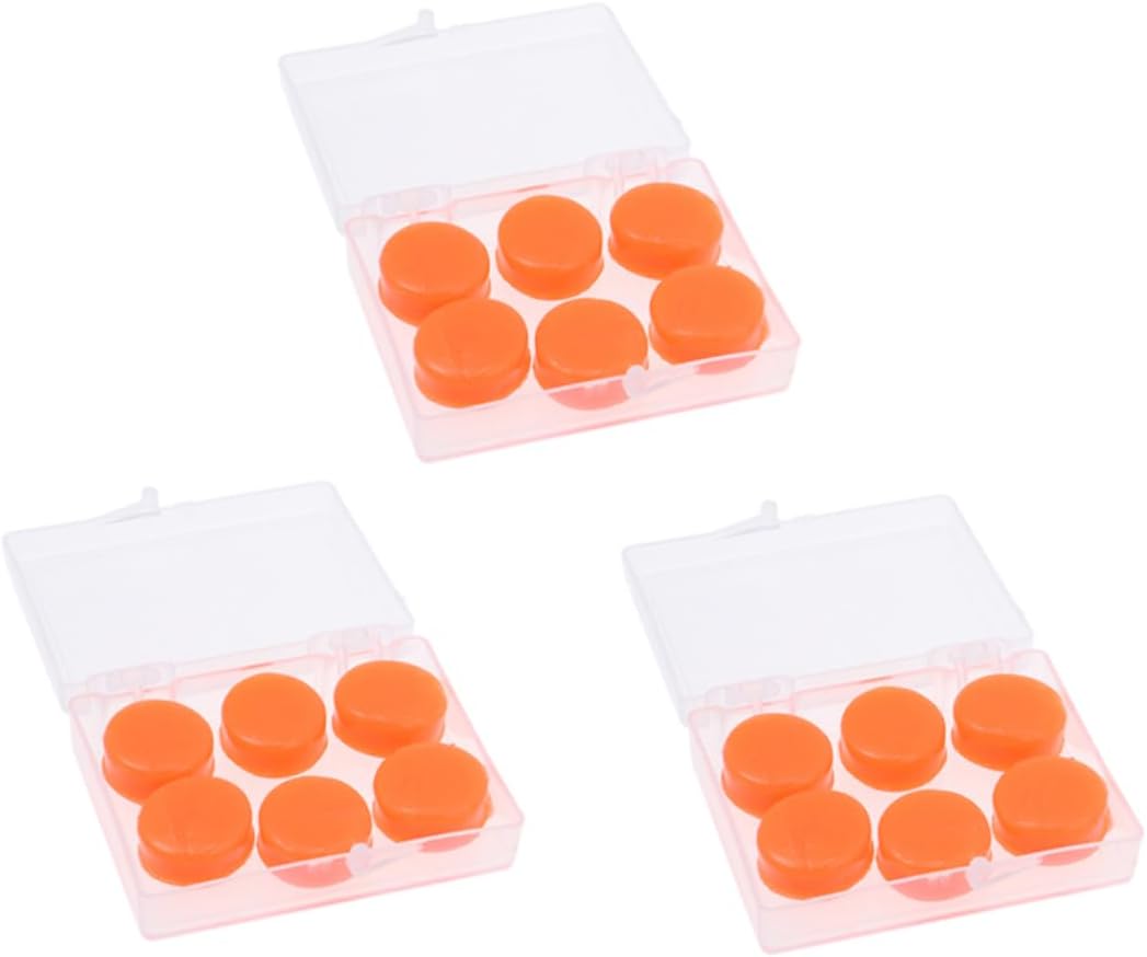 18pcs Soundproof Silicone Earplugs for Swimming Studying Deformable Gel Earbuds Orange Comfortable for Adults Boys and Girls