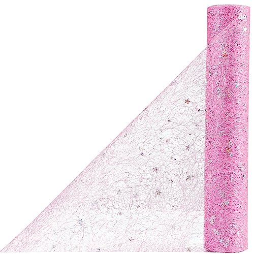 OSVINO Chemin de Table Rose Rouleau 30 cm x 10 m avec Paillette Décoration de Table Noël Noed de...