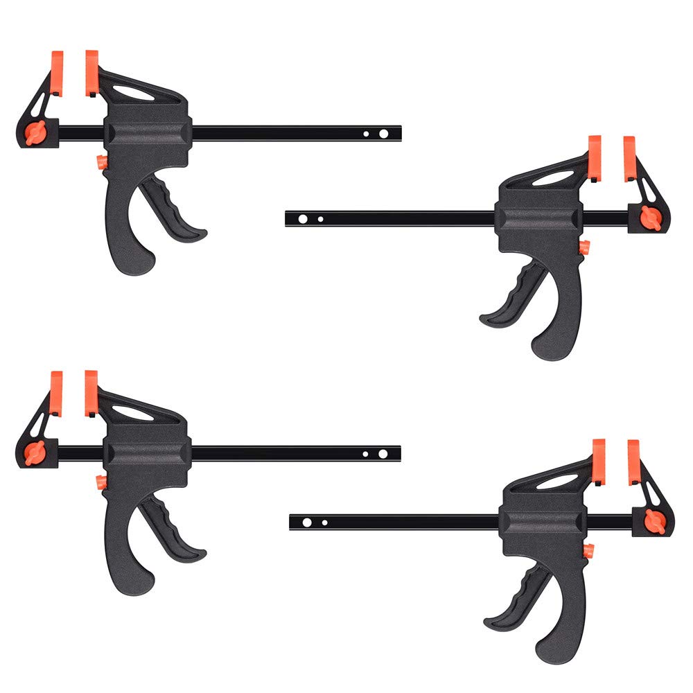 TAIANJI Clamps Quick Grip 4Pcs Spring Clamps Quick Clamps F Wood Clamps Quick Grip Clamps Grips Bar Clamp,for Fast and Easy Clamping Applications DIY Wooden Crafts Fixing Tool Ratchet Bar Clamp Set