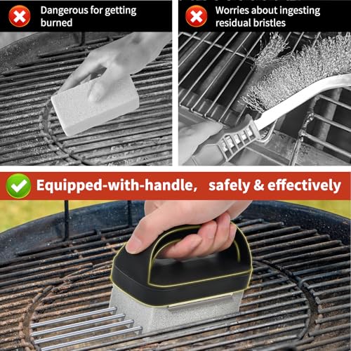 Griddle Stone Grill Brick - Grill Bricks Cleaning Block Barbecue Grill Cleaner Pumice Stone for Blackstone Griddle Accessories Flat Top Brick -3 PCS Grill Cleaning Bricks with Handle - Image 6