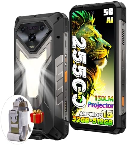 Ulefone Armor 34 PRO Plus 5G Rugged Phone with Projector, 25500mAh Battery 66W Fast Charge, 6.95" FHD+ IP68 Waterproof, 32GB+512GB Android 15, 64MP Camera, NFC, IR Blaster