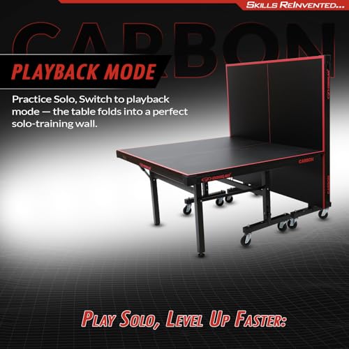 Image of COUGAR Carbon Table Tennis Table, 25mm ISI Marked Laminated Top, Heavy-Duty 2x2 Frame, 100mm Wheels with Lock, Powder-Coated Pipe, Ideal for Home, School, and Club Play