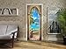 FLFK 3D Mare Balcone Arco Porta Autoadesiva Adesivo per porta Murale Foto Adesivo da parete decalcomania Salotto Camera da letto arredamento 30.3x78.7"