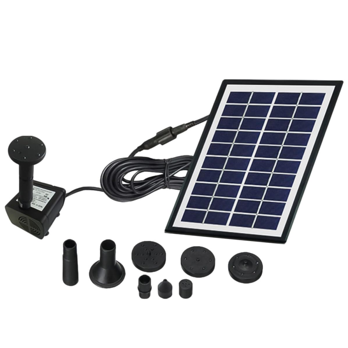 Fontana Solare Galleggiante 2w in Abs Nera per Giardino e Laghetto