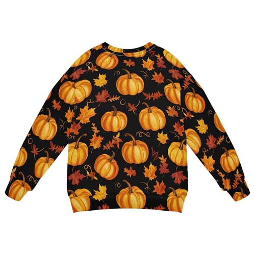 JUNZAN Autumn Pumpkin Fall Maple Leaf Thanksgiving Kids Boys Sweatshirts Hoodies Crewneck Hoodies for Girls Camping 4T2
