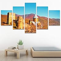 SIGNWIN 5 Panel Canvas Wall Art Modern Art Architecture & Maps Building Contemporary Expressive Multicolor Photography for Home Decorations Ready to Hang - 60