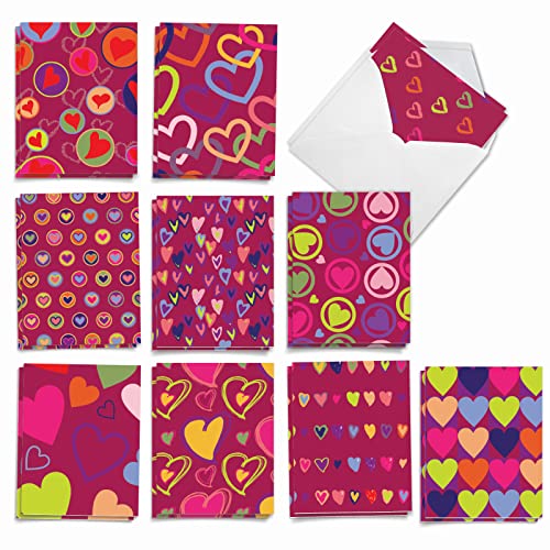 Cartes fête des mères lot de 20 avec enveloppes motifs cœurs géométriques