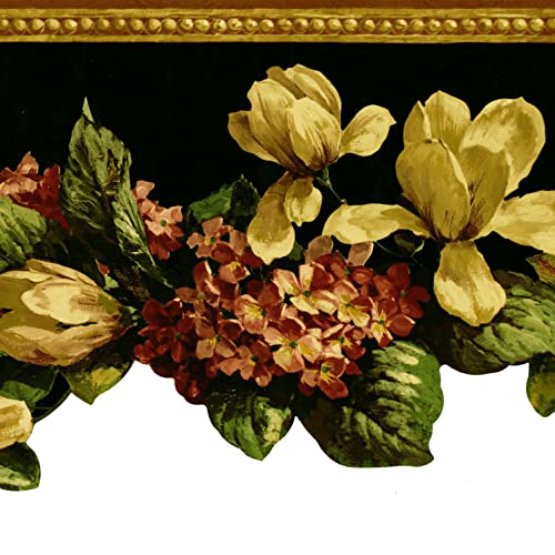 Concord Wallcoverings ™ 10301‎ FFM B Wallpaper Border Vintage Floral Pattern Flowers Leaves cover