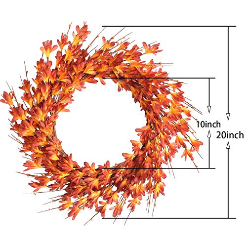 Bibelot 20Inch Artificial Forsythia Flower Wreath Spring Summer Fall Wreath Silk Leaves Wreath For Front Door Wreath Porch Farmhouse Patio Garden Home Decor (Orange) #TOP5