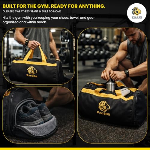 Image of PRO365 Exercise Roller & Waterproof Gym Bag Combo | High-Density Deep Tissue Massage Roller for Muscle Recovery | Spacious Latherette Duffle Bag with Adjustable Strap