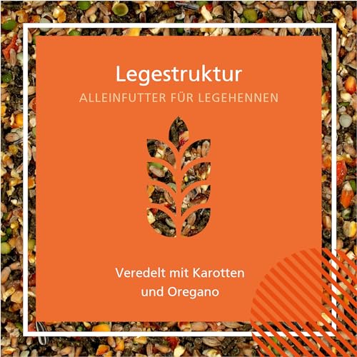Carl Wolf Legestruktur - 3 kg - Alleinfuttermittel für Legehennen & Hühner - mit Karotte & Oregano - enthält wichtigen Nährstoffe