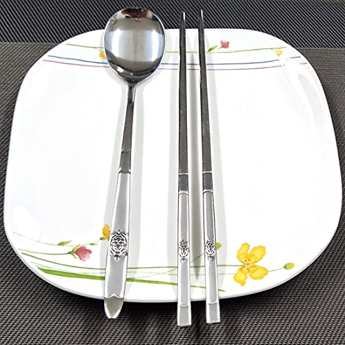 GARASANI Korean Traditional Cutlery Stainless Steel Spoons and Chopsticks Set (Silver Turtle) - Image 6