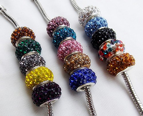 100Pcs Mix Color Lot Crystal Rhinestones Pave Clay Spacer Beads 7×13Mm (5Mm Hole) #TOP4