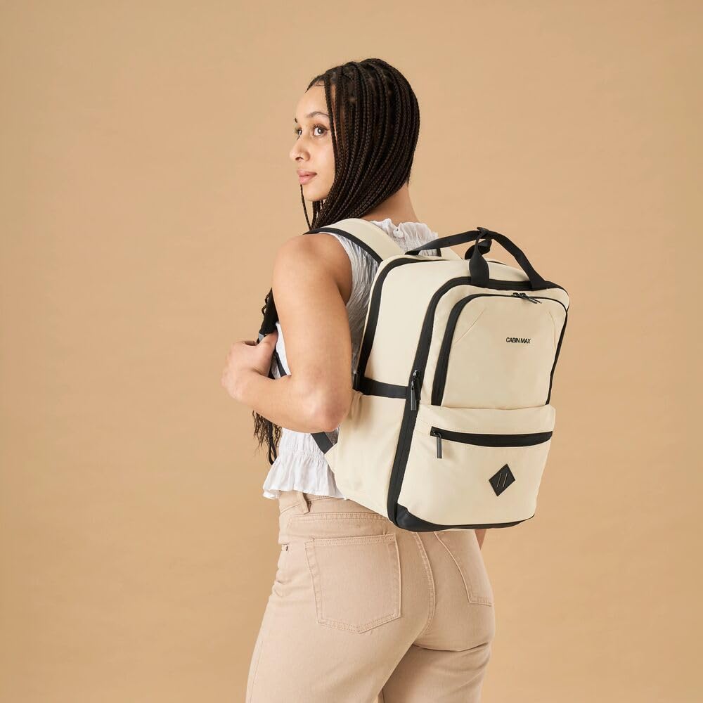 Ryanair - Maletas de cabina de 40 x 30 x 20 cm, mochila de viaje, bolsa de equipaje de mano, mochila aprobada por vuelos para viajes al aeropuerto para EasyJet, Wizz Air, Blanco, 40x30x20 Centimeters