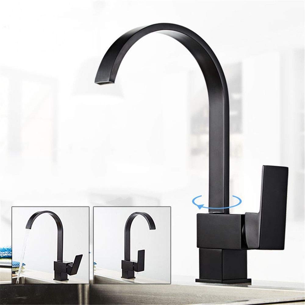 VDOQTLJT Kitchen Faucet Cold and Hot Water Mixer Copper Paint Black Rotary Sink Single Handle 01(Seventeen)