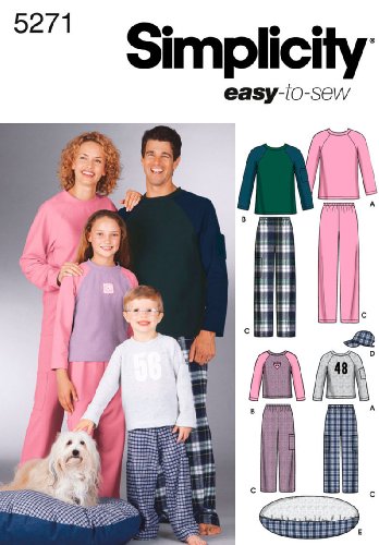 Simplicity Sewing Pattern 5271 Miss/Men/Child Sleepwear, A (XS-L/XS-XL)