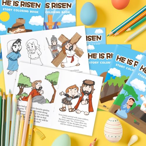 Image of Bulk Easter Coloring Books, 24Pcs He is Risen Mini Drawing Booklet for Kids