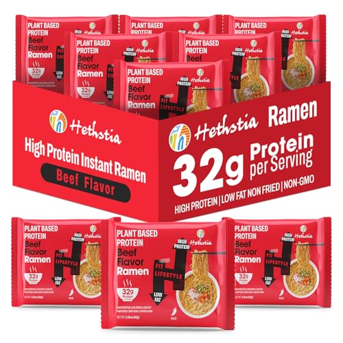 Hethstia Protein Ramen, 32g Plant Protein Spicy Beef Vegan Protein Noodle