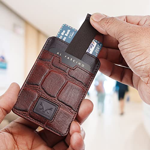 Image of AL FASCINO Leather Credit Card Holder Leather Wallet for Men Slim Minimalist Front Pocket Slim Wallet