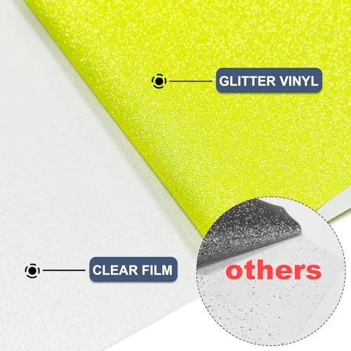 Image of Neon Yellow Heat Transfer Vinyl 12 inch x 8 ft HTV for Shirts, Glitter HTV for All Cutter Machine - Easy to Cut & Weed for Heat Vinyl Design (Neon Yellow)