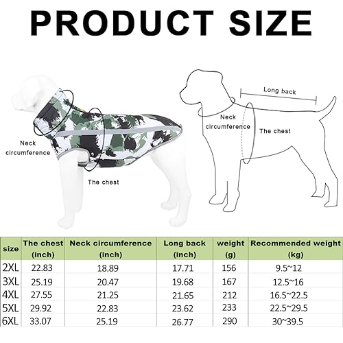 2XL Cappotto per Cani Impermeabile Caldo Inverno