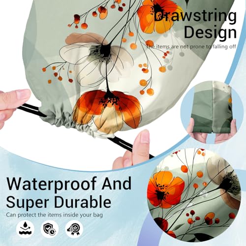 Image of Abstract Poppy Flower Grip Bag for Gymnast Lightweight Gymnastics Drawstring Athlete Outdoor Bag