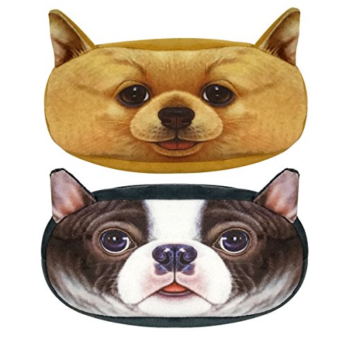 Image of Wrapables Dog Face Zippered Pencil Case (Set of 2), Chihuahua & Bulldog